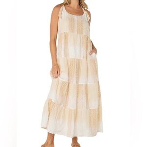 Liverpool Women’s Printed Textured Cotton Sleeveless Maxi Dress - Small